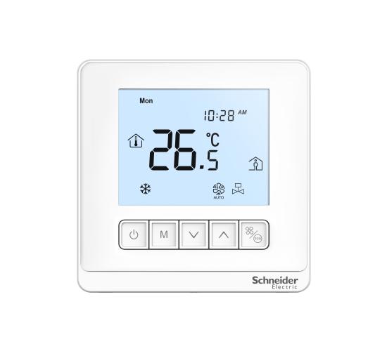 SpaceLogic Термостат за Вентилаторен конвектор Вкл./Изкл.Самостоятелен LCD 5 бутона 2P 3 вентилатора 240V, Бял main image