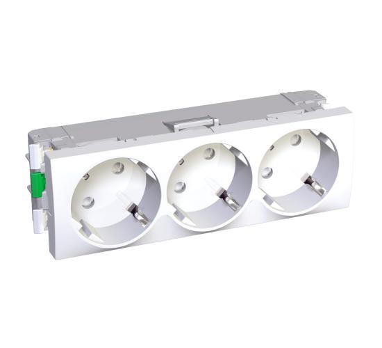 Контакт троен Шуко 16A 250V 3 x 2P + E бял main image