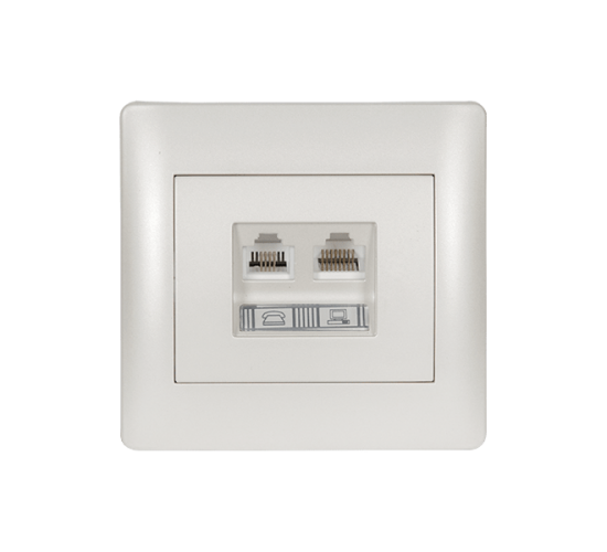 RHYME RJ11+RJ45 БЯЛ, МЕТАЛИК main image
