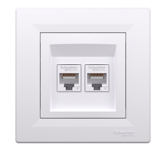 Компютърна розетка двойна 2xRJ45 сat6 UTP Asfora бяла EPH4800121 main image