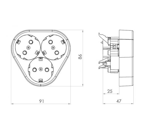 Контакт троен скрит монтаж  Класик 1 main image