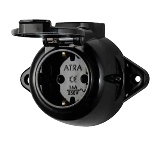 ANTIQUE КОНТАКТ С КАПАК 16А 250V IP44 ЧЕРЕН main image