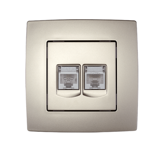 CITY ТЕЛЕФОН RJ11 + КОМПЮТЪРЕН КОНТАКТ RJ45 ШАМПАНСКО, МЕТАЛИК main image