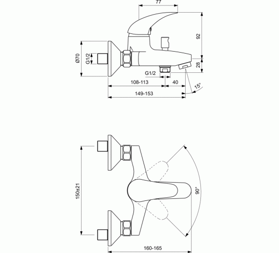 Смесител стенен за вана/душ Orion B5193AA main image