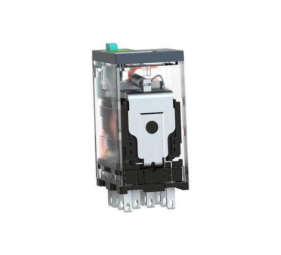 Миниатюрно реле с основа, Harmony, 6A, 4CO, заключващ се тест бутон, 24V DC RXM4AB1BD main image