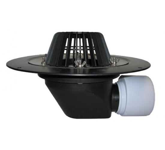 Воронка DN75/110, странично оттичане, фланец и притискащ пръстен за хидроизолацията, листоуловител main image