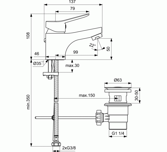 Смесител стоящ за умивалник Scorpio BC164AA main image