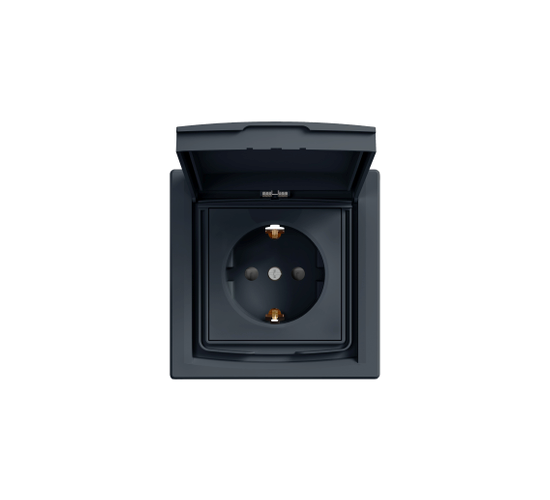 Контакт Шуко с капак и защита IP44 Asfora антрацит main image