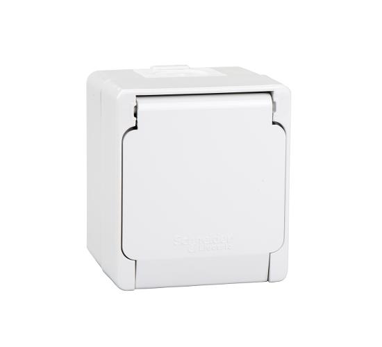 Единичен контакт Шуко за открит монтаж 2P + E-бял NML3100121 IP54 main image