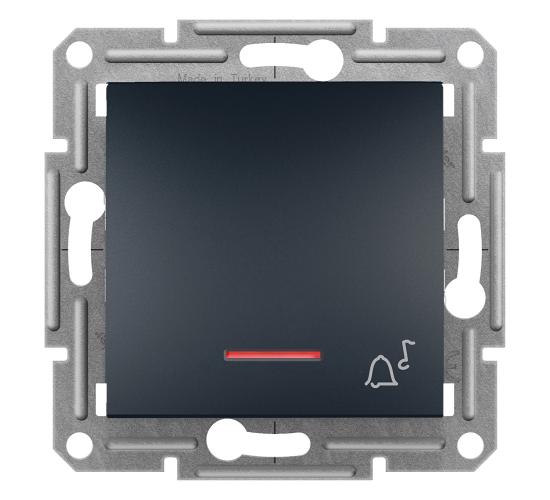 Бутон с глим лампа и символ звънец 10A безвинтов монтаж антрацит EPH1700171 main image