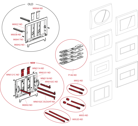 Бутон за вградени структури бял овал Alca main image