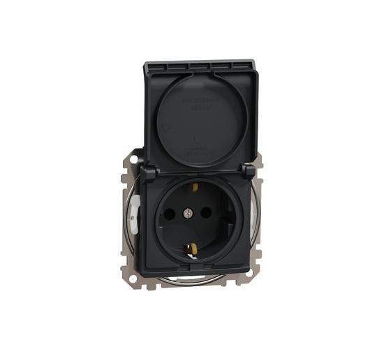 Контакт Шуко с капак антрацит IP44 SEDNA SDD214023 main image