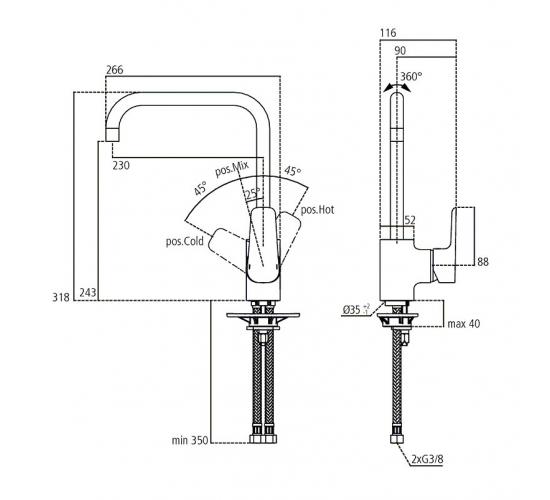 Смесител Ideal Standard Ceraplan III B0725AA Стоящ Кухненски Въртящ се чучур main image