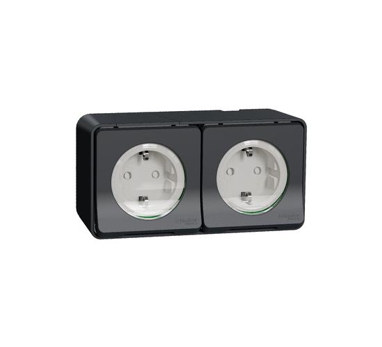 Mureva двоен контактен излаз Шуко, с детска Защита, безвинтово свързване,антрацит MUR36029 main image