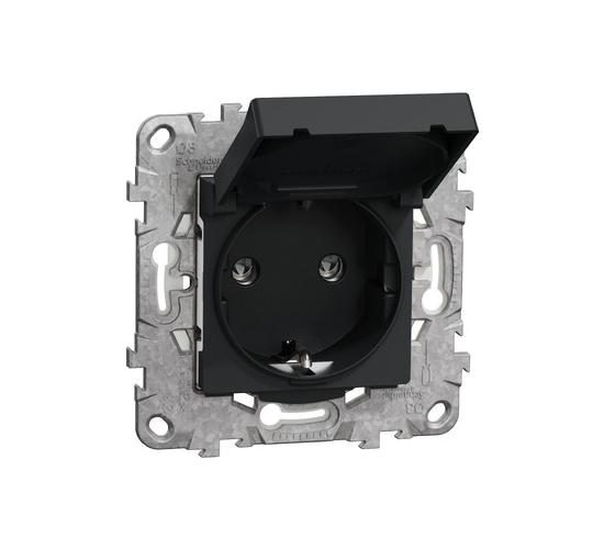 Контакт шуко IP44 детска защита антрацит NEW UNICA NU508254 main image
