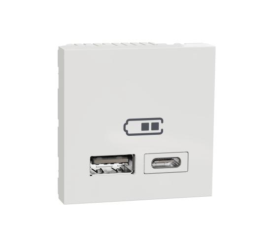 Двойно USB зарядно 2.0 A+C бял main image