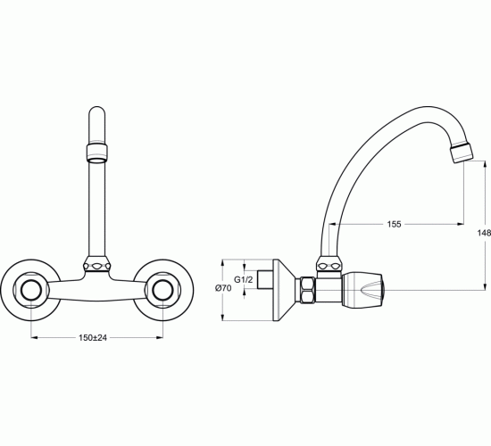 Смесител стенен за умивалник Iskar B1390AA main image