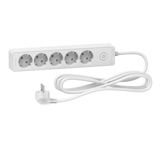Разклонител 5 гнезда 3 метра кабел бял с ключ main image