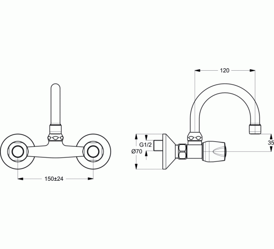 Смесител стенен за умивалник Iskar В1392АА main image