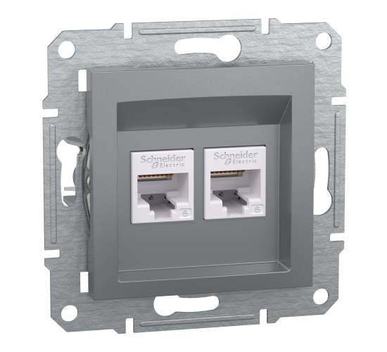 Компютърна розетка Asfora 2xRJ45 сat6 UTP стомана EPH4800162 main image