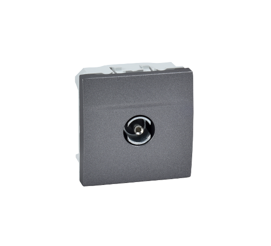 Розетка за TV женски конектор двумодулна механизъм Unica графит main image