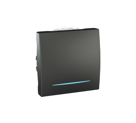 Ключ девиаторен схема 6 двумодулен 10A със синя глим лампа механизъм Unica графит main image