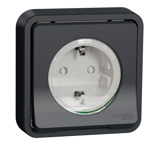 Mureva контакт Шуко скрит монтаж, 16A 2P+E, дет.защита безв. свързване, антрацит MUR36132 main image