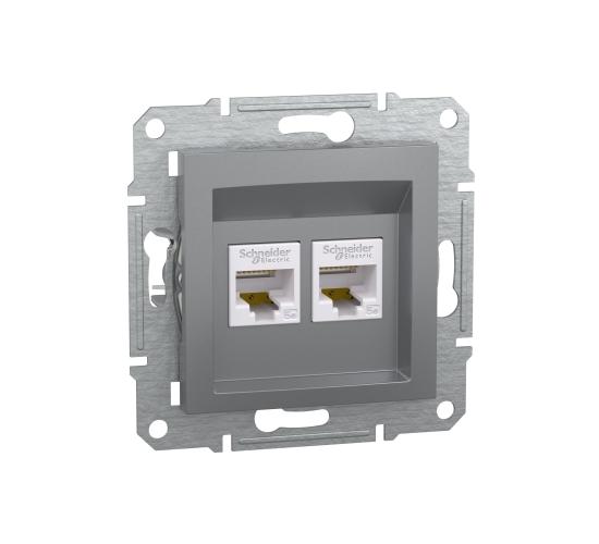 Компютърна розетка двойна 2xRJ45 сat5e UTP Asfora стомана main image