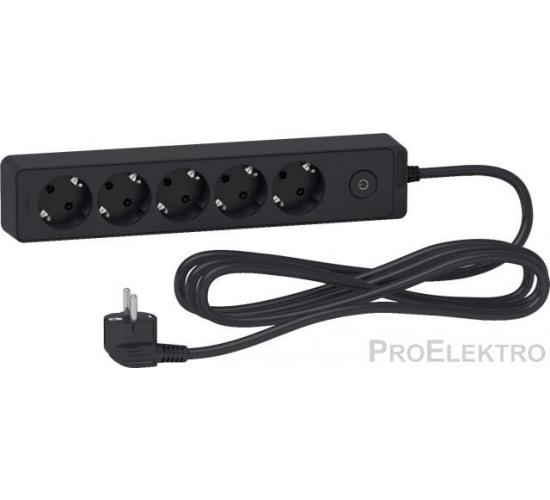 Разклонител 5 гнезда 3.0 метра Unica антрацит с ключ main image