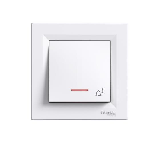 Бутон с глим лампа и символ звънец 10A безвинтов монтаж бял Asfora EPH1700121 main image