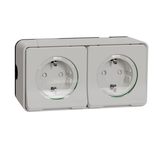 Mureva двоен контактен излаз Шуко, с детска Защита безвинтово свързване бял MUR39035 main image