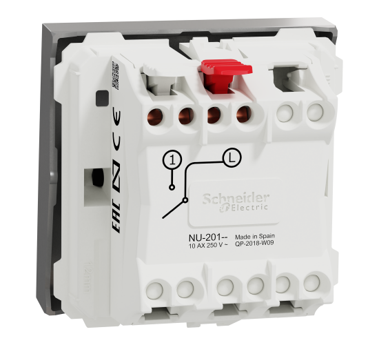 Единичен ключ схема1  10А  2модулен алуминий NU320130 main image