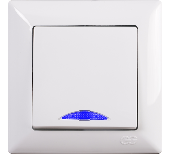 Ключ единичен светещ схема 1 Visage бял main image