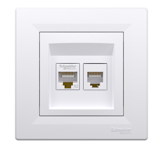 Компютърна RJ45 Cat5e и телефонна розетка RJ12 Asfora бяла main image