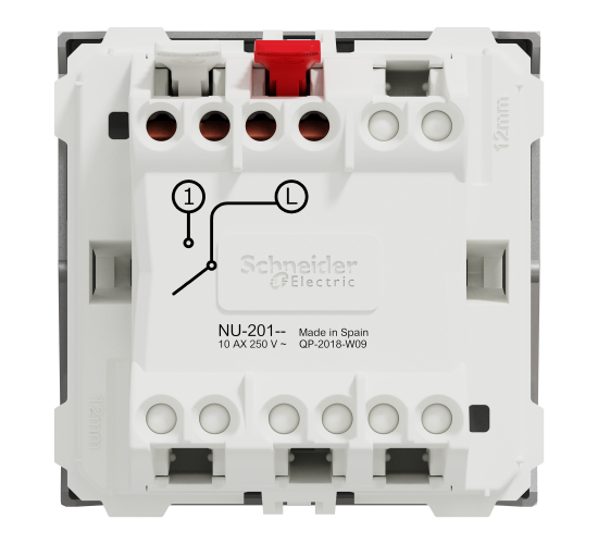 Единичен ключ схема1  10А  2модулен алуминий NU320130 main image