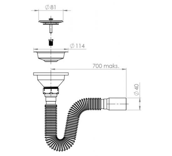 Гофриран сифон за мивка алпака BIG ф40 main image