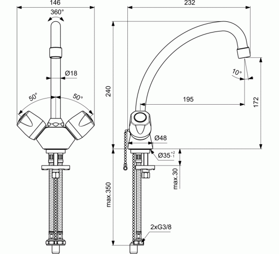 Смесител стоящ за кухня ISKAR B1834AA main image