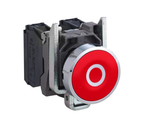 Бутон метален червен &Oslash;22 пружинно връщане обозначен О,1NC main image