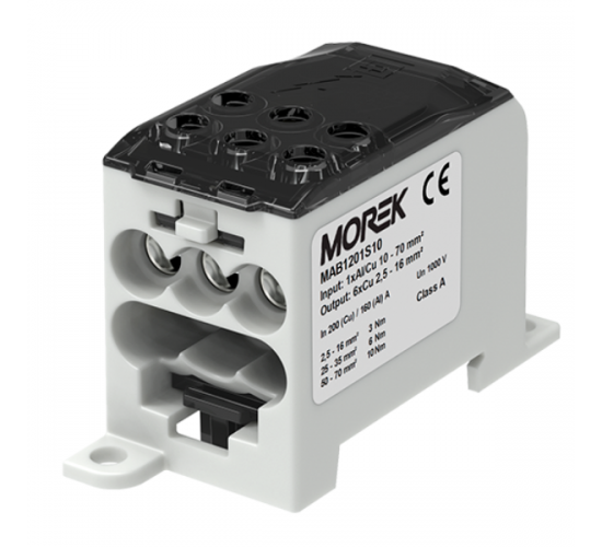 Разпределителен клеменен блок 1Р 200А вход 70мм2/изход 6х16мм2 AL/CU main image