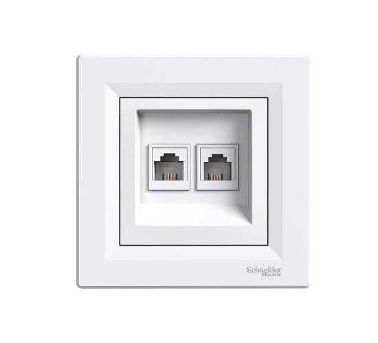 Телефонна розетка RJ11 двойна Asfora бяла EPH4200121 main image