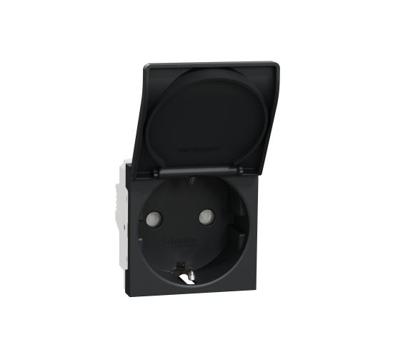 Контакт шуко с детска защита и капак 2P+E 16A, антрацит NU303754TA main image