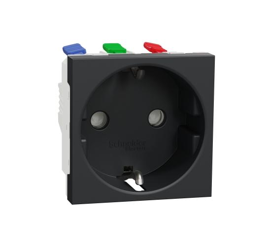 Единичен контакт Шуко 16A 250V, безвинтово свързване антрацит NU305754 main image