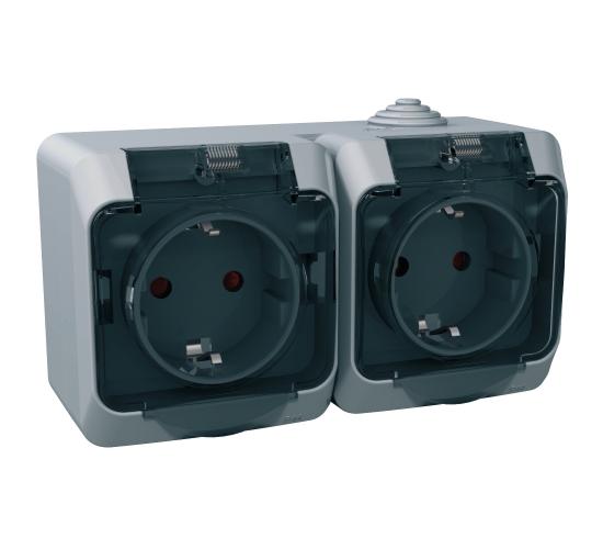 Контакт двоен открит монтаж с детска защита WDE000625 main image