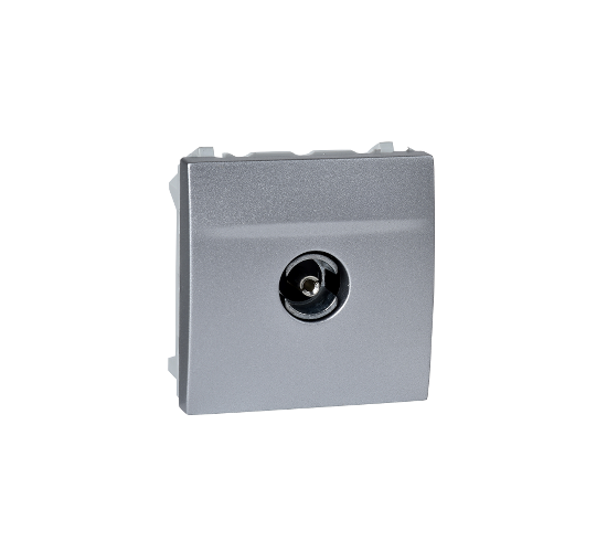 Розетка единична за TV женски конектор двумодулна механизъм Unica алуминий/сребрист main image