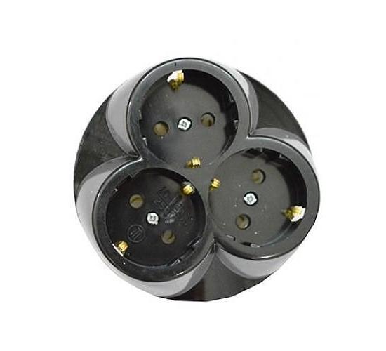 Контакт троен скрит монтаж черен ТЕХНИЛ main image