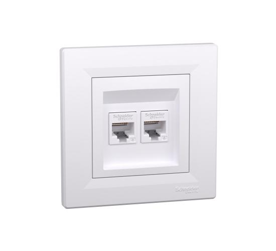 Компютърна розетка двойна 2xRJ45 сat6 UTP Asfora бяла EPH4800121 main image