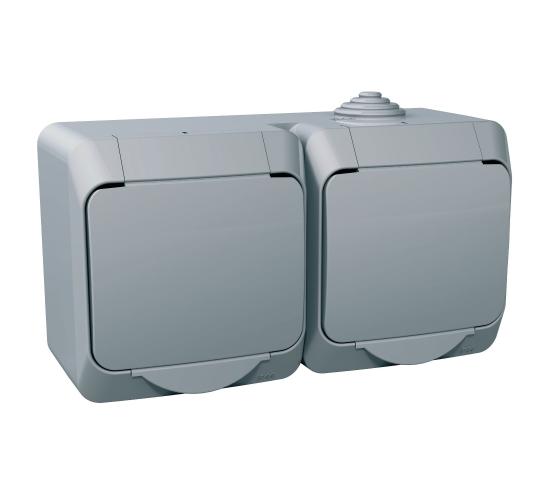 Контакт двоен открит монтаж сив WDE000623 main image