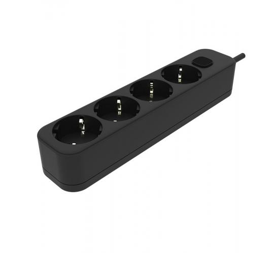 Разклонител четворен с кабел 3х1,5мм2 1,5 метра и ключ/черен/ main image