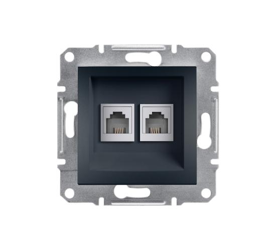 Телефонна розетка RJ11 двойна Asfora антрацит EPH4200171 main image