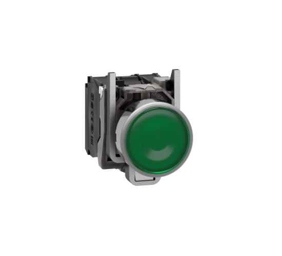 Светещ бутон метален зелен,22 мм,пружинно връщане,1NO+1NC 24 V AC/DC main image